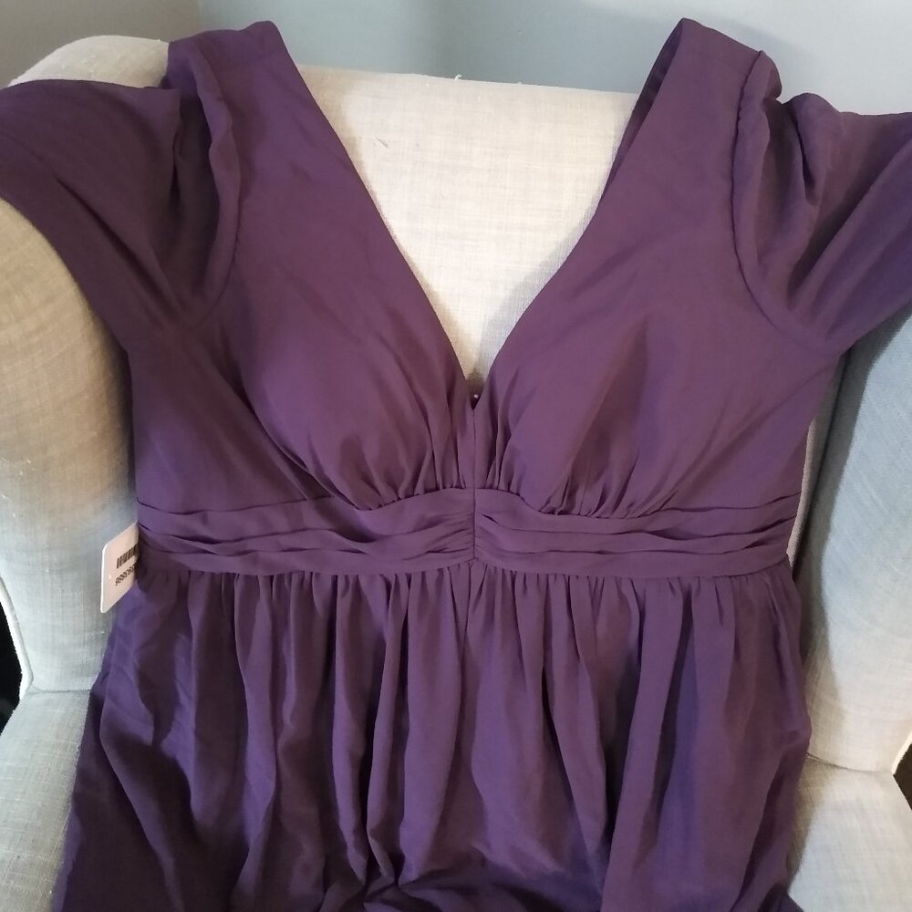 Azazie Teton Maternity Dress in Plum Size 14 Long Sleeve - Baby Shower